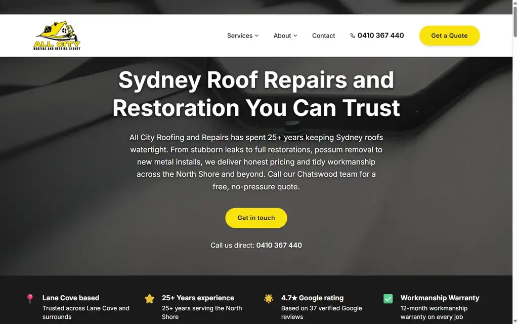 Example roofer website on mobile, tablet, and desktop desktop