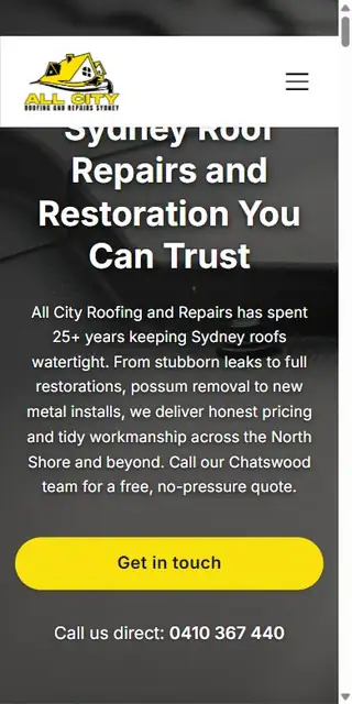 Example roofer website on mobile, tablet, and desktop mobile