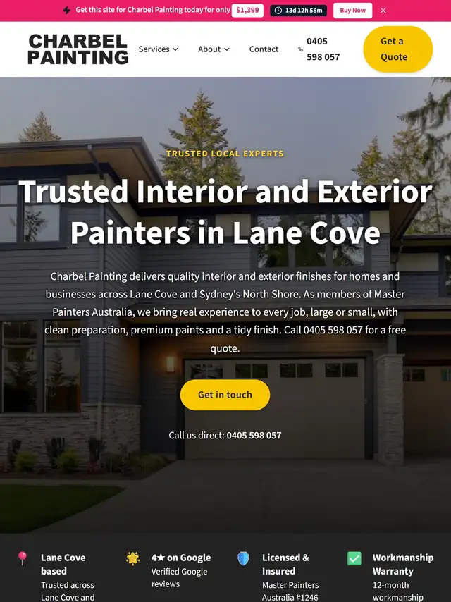 Example painter website on mobile, tablet, and desktop tablet