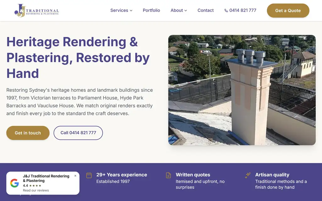 J&J Traditional Rendering & Plastering desktop