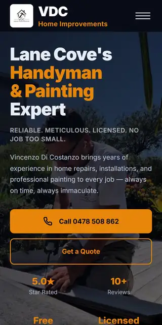 Example plasterer website on mobile, tablet, and desktop mobile
