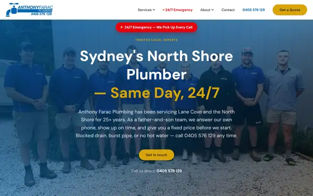 Anthony Farac Plumbing website