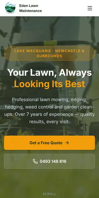 Example landscaper website (mobile view)